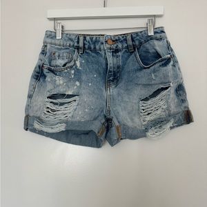 Zara 1975 Denim Distressed Shorts